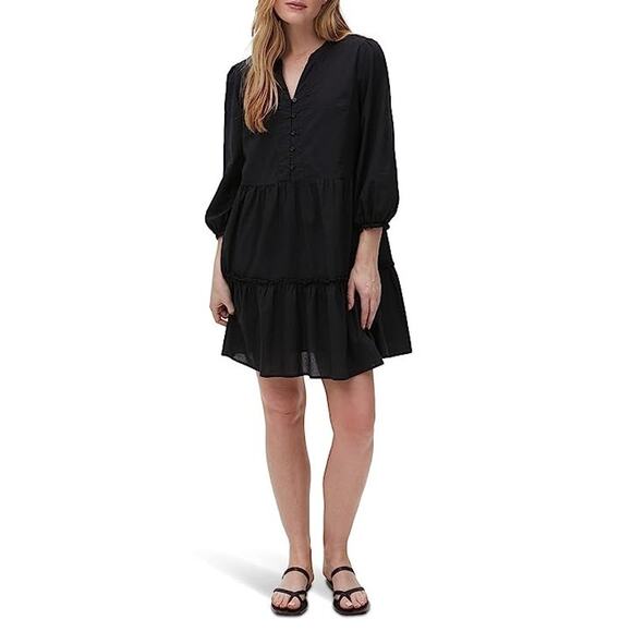 Michael Stars Women's Georgie Mini Dress 3/4 Sleeve Black Size Medium NWT